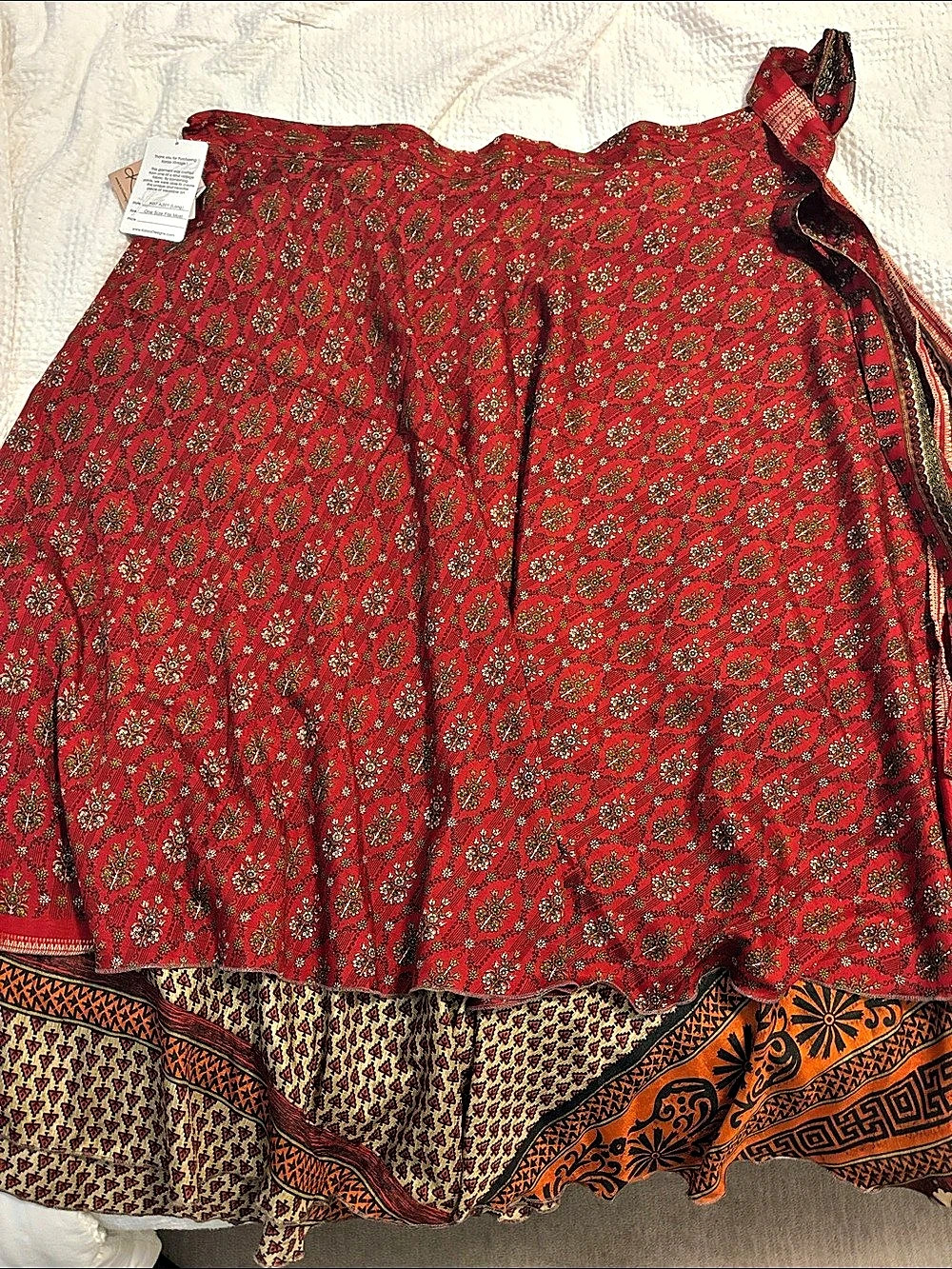 Kaniza Long Floral Wrap Skirt in Red, BNWT